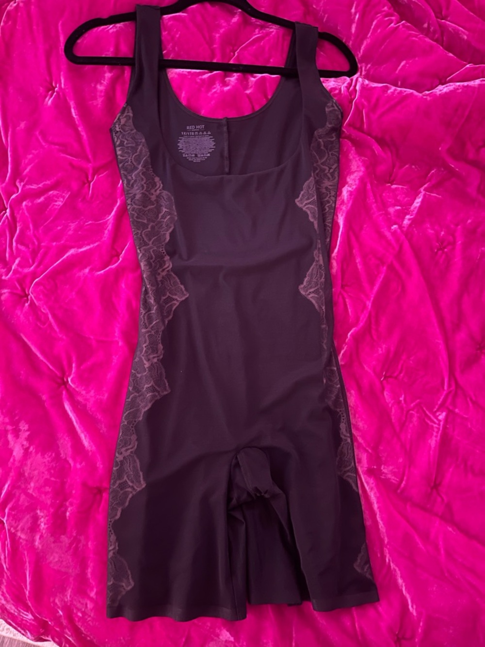 SPANX Black Lace-Trim Shaping Bodysuit